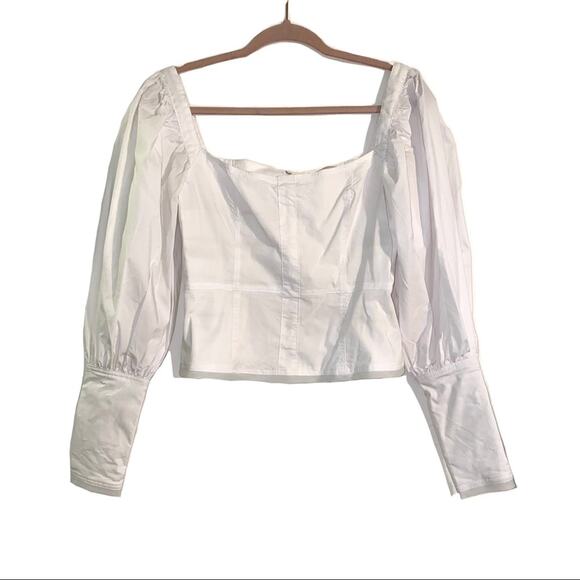 Choosy Priscilla Square Neck Puff Sleeve White Blouse M - Picture 3 of 10